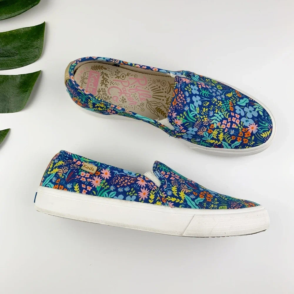Keds x Rifle Paper Co Casual Sneakers Slip On Blue Floral Women’s 8